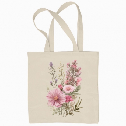 Eco bag "Mallows / Bouquet of mallows / Pink flowers"