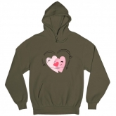 Man's hoodie "couple hearts"
