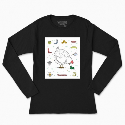Women's long-sleeved t-shirt "Chicken and insects"