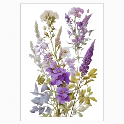 Постер "Польові квіти / Букет польових квітів і трав / Фіолетовий букет"