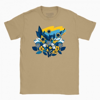 Men's t-shirt "flowers with flag of Ukraine"