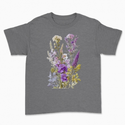 Дитяча футболка "Польові квіти / Букет польових квітів і трав / Фіолетовий букет"
