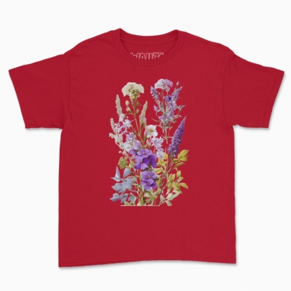Дитяча футболка "Польові квіти / Букет польових квітів і трав / Фіолетовий букет"