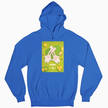 Man's hoodie "Rabbits. Home is where my heart is"