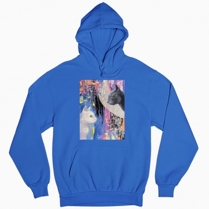 Man's hoodie "Cats. Day and Night"