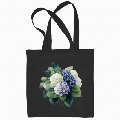 Eco bag "Rustic bright blue hydrangea bouquet"
