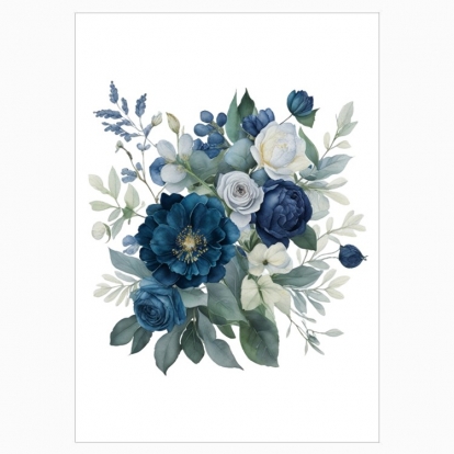 Poster "Rustic Blue Wildflowers Bouquet"