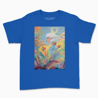 Дитяча футболка "Дівчина серед квітів та місяцем у волоссі"