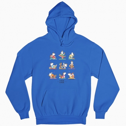 Man's hoodie "Yoga poses with Unicorns. Inhale and exhale"