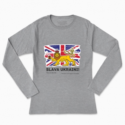 Women's long-sleeved t-shirt "British lion (color background)"