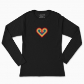 Women's long-sleeved t-shirt "Heart LGBT rainbow"