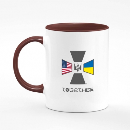 Printed mug "USA and Ukraine together! (bag and cup)"