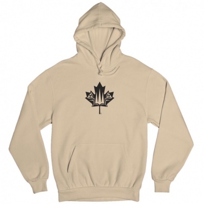 Man's hoodie "Canada and Ukraine forever together. (black monochrome)"