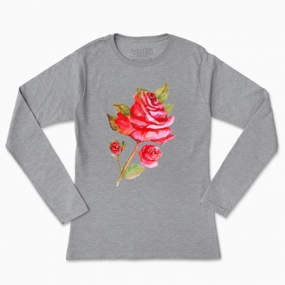 Women's long-sleeved t-shirt "Bush: Rose branch"