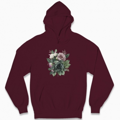 Man's hoodie "A bouquet of luxurious roses"