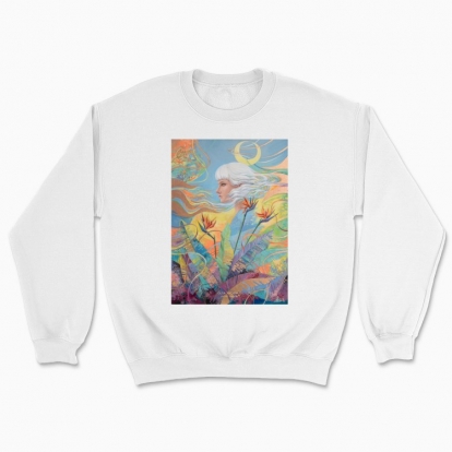 Unisex sweatshirt "Woman among the flowers and with moon in the hair"