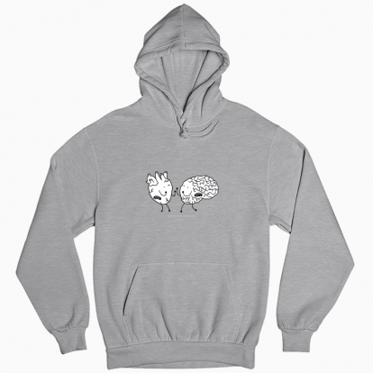 Man's hoodie "Love vs. brain"