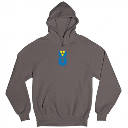 Man's hoodie "Trident - a flower. (yellow and blue)"
