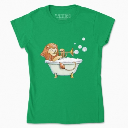 Women's t-shirt "Sunny lion and soap bubbles"