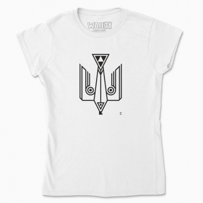 Women's t-shirt "Trident falcon. Black monochrome"