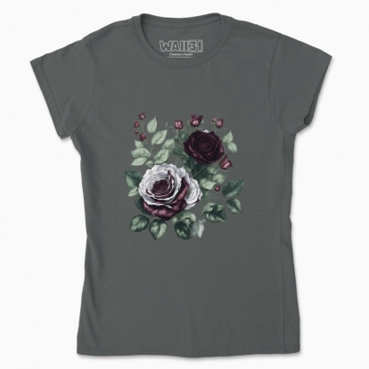 Women's t-shirt "Flowers / Dramatic roses / Bouquet of roses"