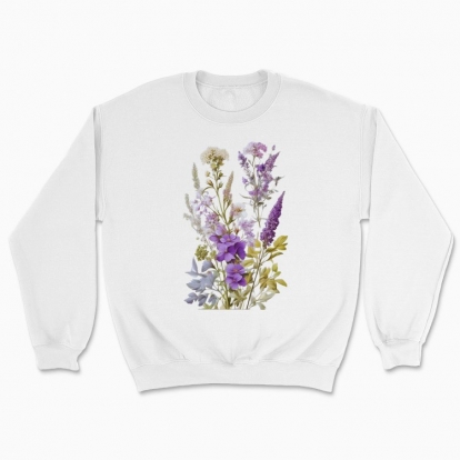 Світшот Unisex "Польові квіти / Букет польових квітів і трав / Фіолетовий букет"