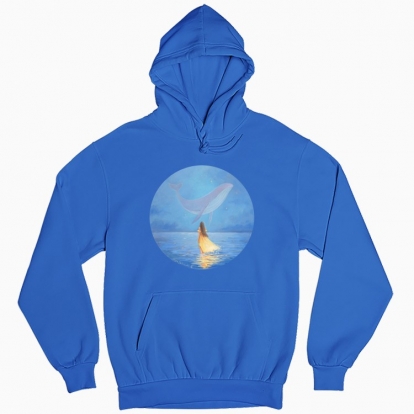Man's hoodie "The Girl in yellow dress and the Whale"