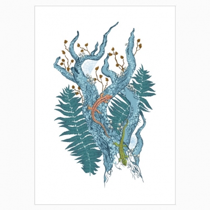 Poster "Lizards in the forest thicket"
