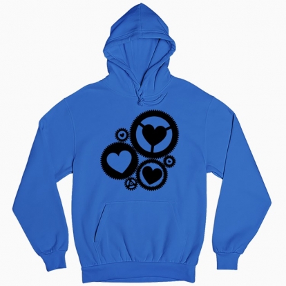 Man's hoodie "Gears with hearts"