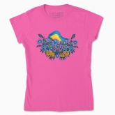 Women's t-shirt "illustration with flowers and the flag of Ukraine"