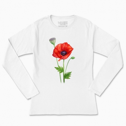 Women's long-sleeved t-shirt "My flower: poppy"