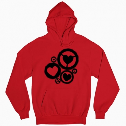 Man's hoodie "Gears with hearts"