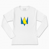 Women's long-sleeved t-shirt "Trident minimalism (yellow-blue)"