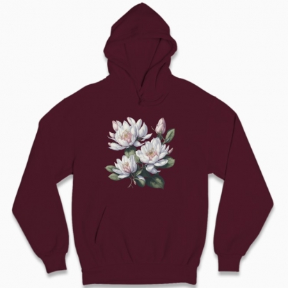 Man's hoodie "Flowers / Gentle Magnolia / Magnolia flowers"