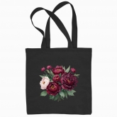 Eco bag "Rustic Dark Burgundy Peony Bouquet"