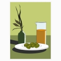 тарілка з оливками і ваза - 1