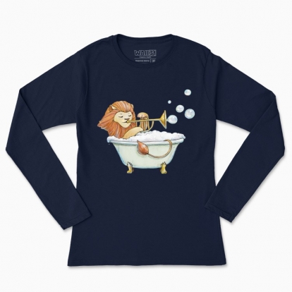 Women's long-sleeved t-shirt "Sunny lion and soap bubbles"