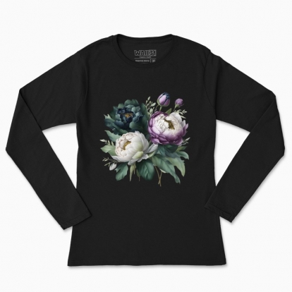 Women's long-sleeved t-shirt "Peonies / Bouquet of peonies / Dramatic bouquet"