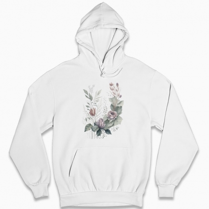 Man's hoodie "A bouquet of watercolor flowers"