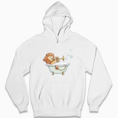 Man's hoodie "Sunny lion and soap bubbles"