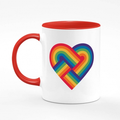 Чашка з принтом "Серце з двох райдуг ЛГБТ"