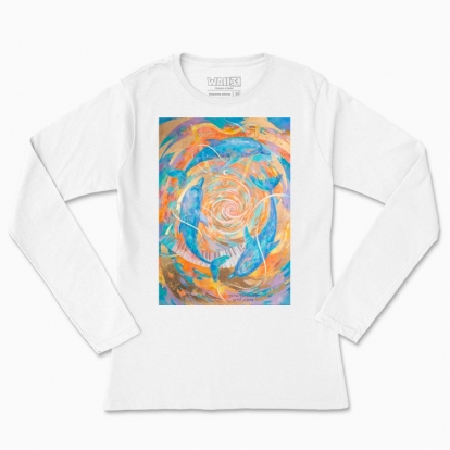 Women's long-sleeved t-shirt "Dolphins and dancing ocean"