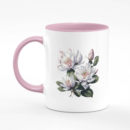Printed mug "Flowers / Gentle Magnolia / Magnolia flowers"