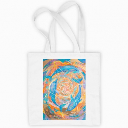 Eco bag "Dolphins and dancing ocean"