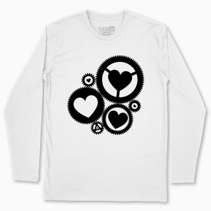 Men's long-sleeved t-shirt "Gears with hearts"