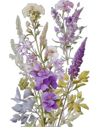 Лонгслів жіночий "Польові квіти / Букет польових квітів і трав / Фіолетовий букет"