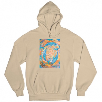 Man's hoodie "Dolphins and dancing ocean"