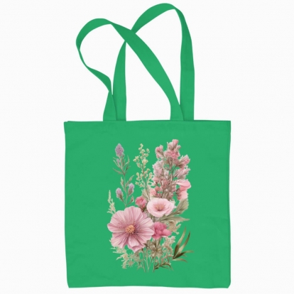 Еко сумка "Мальви / Букет мальв / Рожеві квіти"