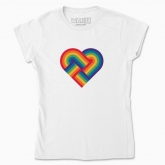 Women's t-shirt "Heart made of two GLBT rainbows"