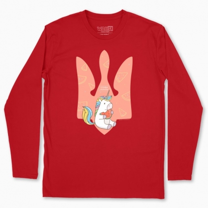 Men's long-sleeved t-shirt "Trident with Unicorn and Watermelon. Glory to Ukraine"